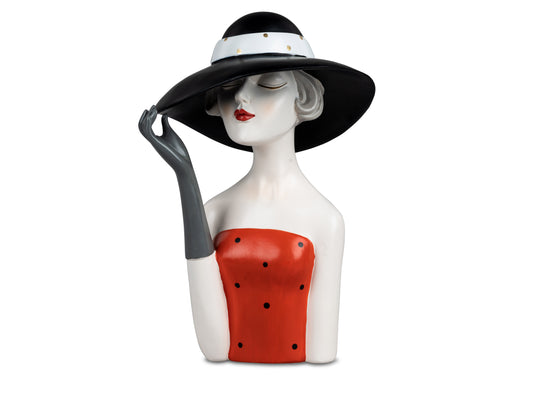Deko Büste Frau mit Hut Figur Skulptur 30 cm