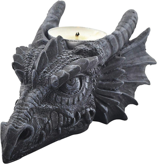 Drachenkopf  Fantasy Gothik Teelichthalter Dragon Dekoration