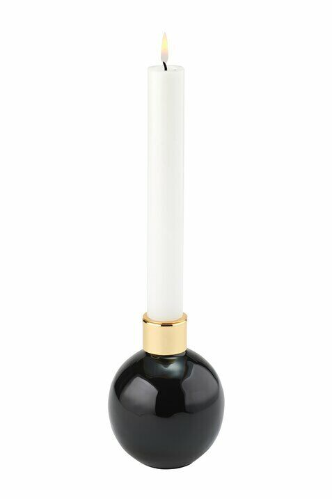 Kerzenhalter  Leuchter Stabkerze Schwarz Gold Höhe 14 cm